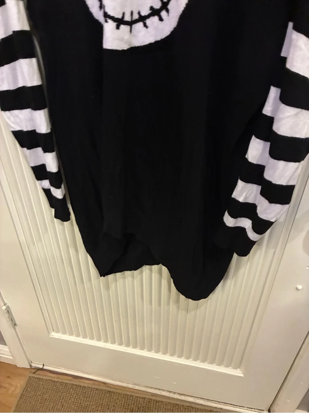 Disney Black and White Jack Skellington Striped Sleeve Sweater Sz: 2